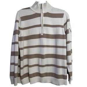 Liz & Co Woman Tan Ivory Quarter Zip Sweater Size 1X